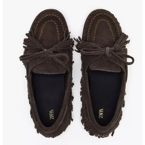 🔥🔥Zara suede fringe loafers